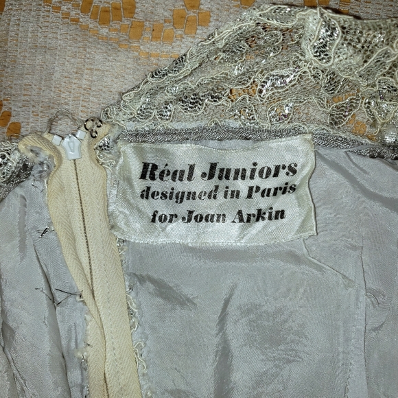 Vintage 1960s Silver lace Mod Dress Size 0 - Picture 3 of 3